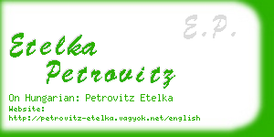 etelka petrovitz business card